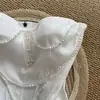 Top blanco sexy adelgazante de alta gama sin tirantes con corsé de ballenas para usar como prenda exterior