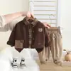 Outono de 2025 Novo Conjunto de Tricô Cardigan de Manga Longa para Meninos Conjunto de Camisa Casual de Manga Longa para Bebê Menino Venda por Atacado