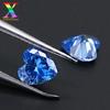 Wuzhou pedra preciosa artificial em forma de coração punção zircônia azul pedra solta atacado amor imitação cor Highland cera incrustada CZ