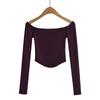 FS411-24 nueva primavera temprana estilo europeo y americano estilo blogger INS hombros descubiertos cómodo manga larga top básico camiseta