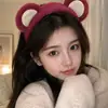 Pinza para el pelo linda y sofisticada para lavarse la cara, estilo nuevo de moda 2026, diadema de maquillaje, diadema de felpa de dibujos animados para otoño/invierno para un look de corona alta