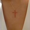 Collar de Cruz con Estilo Ins Venta al por Mayor Transfronterizo Amazon Personalizado Nicho de Alta Gama Joyería Incrustada con Diamantes Cadena para Suéter para Mujer