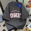 Camiseta de Manga Corta Estilo Americano Tie-Dye Linda 100% Algodón Puro Verano para Mujer Suelta Casual Moderna Cuello Redondo Tops para Parejas Ins