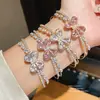 Pulsera Abierta de Doble Capa de Mariposa de Zirconia Fresca y Dulce Moda Pulsera Simple Lujo Ligero Pulsera de Temperamento de Gama Alta para Mujeres