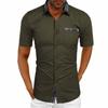 Camisa de verano para hombre 2023 de color sólido, manga corta, cuello, puño a contraste de color, camisa de botones de moda, entrega de una pieza