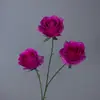 Flor Artificial de Rosa Redonda de Tres Cabezas Flor Artificial Arreglo de Boda Flor de Rosa Individual Adornos para Sala de Estar Flor de Seda Flor Decorativa Boda