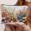 Amazon Transfronterizo Poliéster Lino Impresión Digital 2D Bordado de Imitación Floral Lienzo Bolsa de Maquillaje con Gran Capacidad