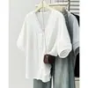 Moda Verano 2026 Tallas Grandes Mujer Elegante y a la Moda Blusa de Encaje Hueco con Escote en V de Manga Corta para Dama Talla Grande Top para Ir al Trabajo 0423