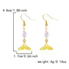 Pendientes de Cola de Pez Sirena Incrustados de Diamantes Versátiles Estilo K para Mujer, Femeninos, Frescos, Estrella de Mar, Pendientes de Perlas de Moda para Mujer