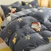Gran Venta Juego de Cuatro Piezas de Terciopelo de Leche Cálido de Invierno Engrosado con Más Terciopelo Funda de Edredón Individual Sábana Ajustable para Dormitorio Juego de Tres Piezas de Ropa de Cama Invierno