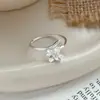 Anillo de Flor de Jacinto de Plata de Ley S925 para Mujer Nicho Gama Alta Temperamento Versátil Abierto Ajustable Anillo Simple Joyería de Mano