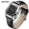 Reloj Popular Transfronterizo Sanda Tres Ojos Seis Manecillas Cuadrado Reloj de Cuarzo para Hombre Moderno Tendencia con Calendario Resistente al Agua Reloj para Hombre