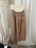 Calça de Terno Casual com Design Reto de Perna Larga e Caimento Solto, Estilo Old Money para Meninas, Cor Contrastante na Cintura, Verão