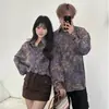 Camisa Floral de Manga Longa Retro Americana Masculina Tendência Primavera 2025 Novo Verão Estilo Havaiano Solta Versátil Roupa de Casal Camisa
