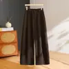 Pantalones Casuales Versátiles Rectos Sueltos de Cintura Alta Personalizados para Mujer Otoño Invierno Pierna Ancha Largos Color Sólido Caída Favorecedor Adelgazante