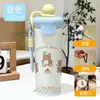 Botella de agua aislada de acero inoxidable 316 transfronteriza, diseño elegante, con una pajita de dibujos animados linda y colorida y una correa para llevar, perfecta para niñas
