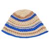 Sombrero de Pescador de Paja a Rayas de Color Contrastante Estilo Japonés Vintage para Mujer Verano Combinable Muestra el Rostro Pequeño Sombrero de Cubo Parasol Sombrero Protector Solar