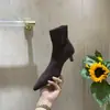 Chuyuji 2026 Otoño/Invierno Nuevas Botas Elásticas de Punta Fina y Tacón de Aguja, Botas Delgadas de Celebridad de Internet, Botines de Tacón Alto Mate para Commuting para Mujer