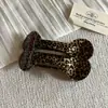 Grampo de Cabelo Retrô com Estampa de Leopardo Xadrez para Mulheres Parte de Trás da Cabeça Grande Presilha Bico de Pato Novo Nicho Versátil Acessórios de Cabelo Femininos