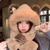 Lindo juego de dos piezas de peluche de pingüino para sombrero y bufanda, cálido, grueso, a prueba de viento, resistente al frío, adecuado para estudiantes y ciclismo