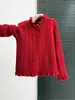 Suéter nuevo de estilo francés con borde de volantes juvenil para mujer, top exterior holgado de punto trenzado ajustado para primavera y otoño