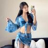 2025 Novo Fato de Banho Feminino Tie-Dye Puro Desejo Sexy Biquíni Dividido Quatro Peças Protetor Solar de Manga Comprida Fato de Banho de Alta Qualidade