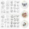 Papel de Transferencia Lavable Soluble en Agua - Bordado de Patrón de Sol, Luna, Mariposa, Hongo Pre-Impreso Pegatinas de Tela No Tejida para Coser