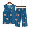 Pijama de verano para mujer, chaleco holgado informal para mamá, para mediana edad y mayores, sin mangas, estampado, para el hogar, traje para mujer