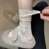 Calcetines de encaje hueco color blanco leche para mujer, finos de verano estilo ballet, calcetines de encaje hasta la mitad de la pantorrilla para mujer, calcetines largos holgados jk