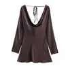 Primavera de 2026 Nova Roupa Feminina Estilo Sexy Decote V Bainha em Linha A Textura de Cetim de Seda Vestido Fluido Saia Curta Cor Lisa
