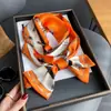 Bufanda francesa vintage de seda naranja, pañuelo pequeño y largo para el cuello de mujer, versátil para trajes y camisas profesionales, fular y cinta decorativa para el cuello