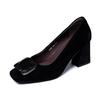 Sapatos Femininos Retrô Francês 2025 Outono Nova Moda Outerwear Elegante Bico Quadrado Baixo Confortável Versátil Salto Alto