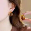 Brincos Maillard Âmbar de Aba Larga em Forma de C para Mulheres, Brincos Elegantes Acessíveis de Luxo Retrô, Brincos Elegantes Exquisitos e Únicos