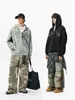 Sudadera estilo americano para otoño/invierno de forro polar de 350 g, unisex, con diseño estampado, talla grande, corte holgado, casual y adecuada para parejas como cárdigan o prenda exterior