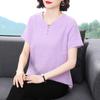 Playera de Manga Corta de Algodón y Lino para Mujer Verano 2024 Nueva para Mediana Edad y Adultas Mayores Holgada Cubre Vientre Casual Ropa de Trabajo Top Reductor de Edad