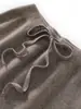 Pantalones de Lana Merino Australiana Grises de Gama Alta para Mujer, de Tiro Alto, Pierna Recta, Pantalones de Cachemir Largos hasta el Suelo para Usar por Fuera