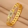Pulsera Europea y Americana de Acero Inoxidable Transfronteriza, Forma de Herradura con Diamantes, Diseño Simple, Versátil para Viajes de Negocios, Pulsera de Acero Inoxidable
