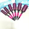 Peine de Tubo de Aluminio Morado, Peine Brasileño Rojo Rosa, Peine para Cabello Rizado Rosa, Mango de Madera Maciza Negro, Peine de Cerdas de Jabalí con Cola Puntiaguda