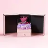 Regalo de San Valentín Collar de Proyección Joyería Caja de Regalo Oso Enamorado Rosa Puerta Doble Rosa Flor Eterna Hecho a Mano