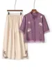 Camisa pequeña con botones chinos para mujer de mediana edad, estilo nacional, vestido de verano, estilo occidental, costuras, cuello redondo, manga corta, camiseta para madre.