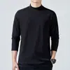 Camiseta de Manga Larga de Cuello Alto Estilo Coreano Otoño 2025 Ajustada Tops para Hombre Talla Grande Camisa Básica para Hombre
