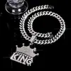 TEMU Colar Pingente Coroa Letra Rei Hip Hop Popular Full Diamond Corrente Cubana Liga Leve Em Estoque Atacado