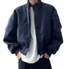 Chaqueta Bomber Retro Americana con Cuello Alto para Hombre, Nuevo Estilo Otoño e Invierno, Corte Limpio, Chaqueta Corta Suelta y Versátil