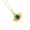 Nafoge adornos de plata al por mayor incrustados Jasper natural colgante de oro antiguo cadena de plata hoja de ginkgo colgante de plata de ley 925