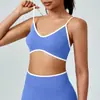 Traje de Yoga Sin Costuras Transpirable de Secado Rápido Top de Yoga con Almohadilla en el Pecho Fitness Antishock Pilates Espalda Descubierta Ropa Interior Deportiva