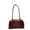 Bolsa de mão vintage minimalista em couro encerado a óleo, bolsa estilo bowling de alta qualidade, nova moda 2026 bolsa casual de ombro sob o braço