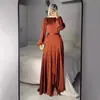 Amazon Transfronterizo Europeo y Americano Comercio Exterior Ropa de Mujer Vestido de Satén Color Sólido con Volantes Dobladillo Grande de Atar