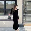 Falda de Terciopelo Estilo Hepburn Francés de Alta Gama para Mujer Talla Grande Estilo Otoño e Invierno MM Gorda Adelgazante Vestido con Capa Interior