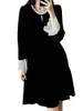 Vestido Vintage de Veludo Patchwork com Babados para Mulheres Plus Size, Vestido Base de Comprimento Médio para Outono e Inverno, Modelador e que Cobre a Barriga