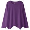 Camiseta de Manga Longa com Senso de Design Feminina Solta Irregular Top Camisa Base Nova Primavera e Outono 2024 Cobertura de Ombro Barriga